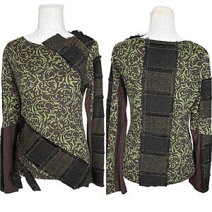 ANAC DESIGNED BY KIMI: Long Sleeve Ribbon Abstract Sweater -Size Medium